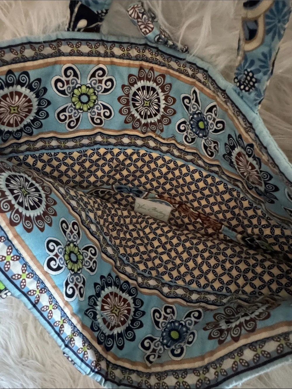Blue Floral Patterned Tote Bag
